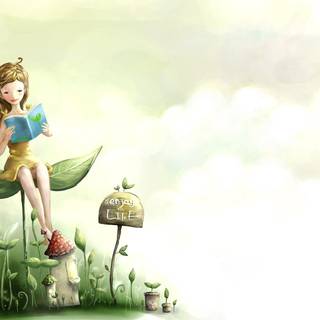 Girl reading wallpaper