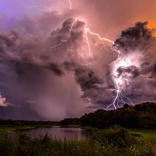 Evening at the lake wallpaper