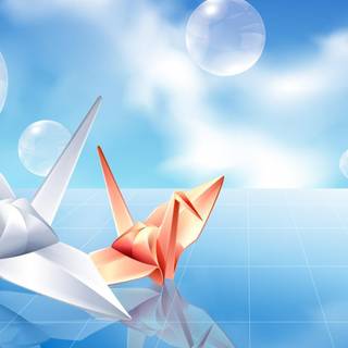 3D origami wallpaper