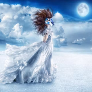 Fairy with birds wallpaper