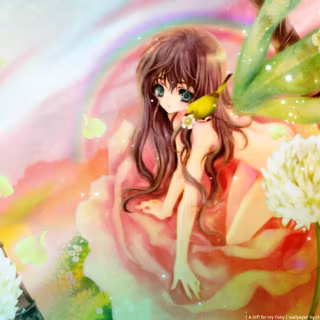 Fairy in flower field wallpaper