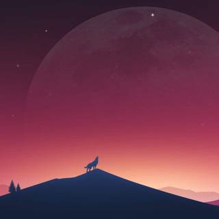 Wolf howling minimalist wallpaper