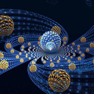 3D yellow spheres and blue background wallpaper