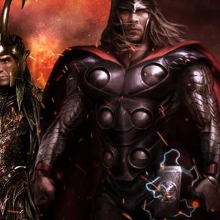 Black Widow and Thor wallpaper