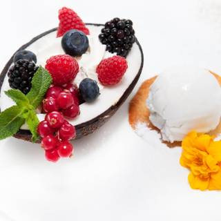 Flowers and berries wallpaper