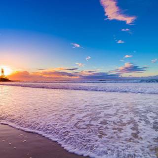 Sunset over the beach wallpaper