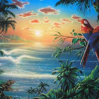 Parrot paradise wallpaper