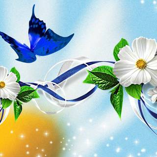 Butterfly on flower wallpaper