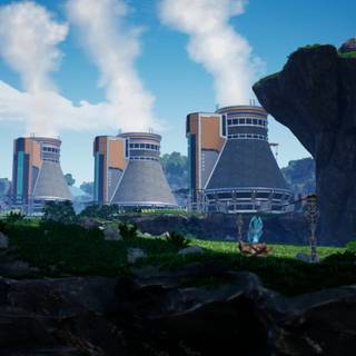 Satisfactory Early Access Trains & Nuclear wallpaper