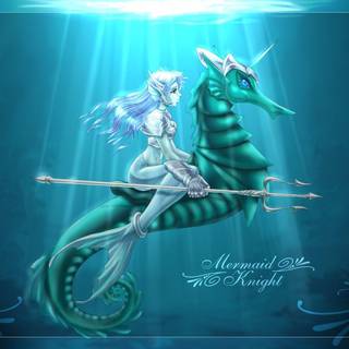 Mermaid and seahorse wallpaper
