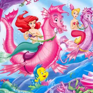 Mermaid and seahorse wallpaper