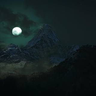 Mountain moon nightscape wallpaper