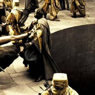 Leonidas kicks Persian ambassador wallpaper