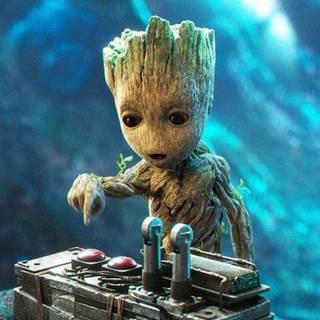 Groot and baby Groot wallpaper