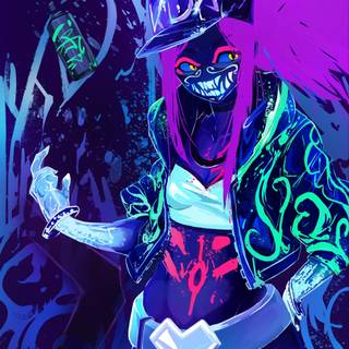 KDA Akali neon wallpaper