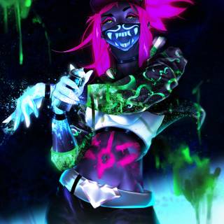 KDA Akali neon wallpaper