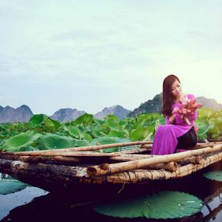 Girl on boat wallpaper