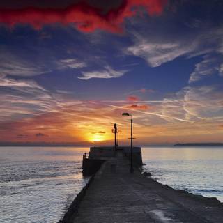 Pier at sunset wallpaper