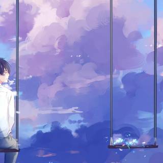 Swing in the clouds wallpaper