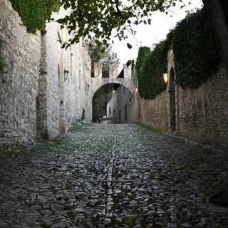 Cobblestone village wallpaper