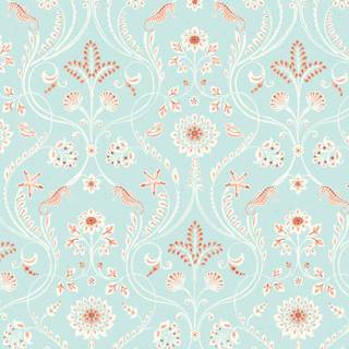 Seaside floral rainbow wallpaper