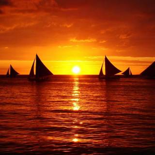 Boat at sunset wallpaper