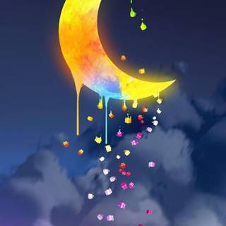 Moonlight and rainbow wallpaper