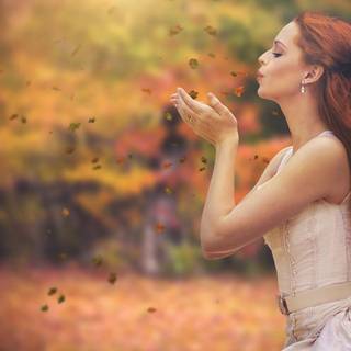 Girl autumn field wallpaper