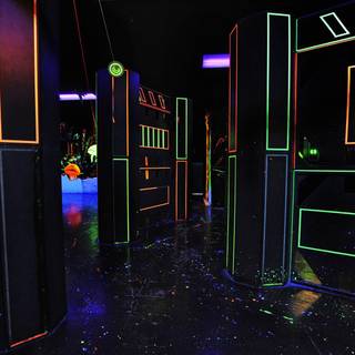 Laser neon barrier wallpaper