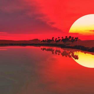 Lake at sunset wallpaper