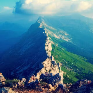 Blue mountains and clouds wallpaper