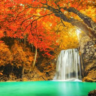 Autumn waterfalls wallpaper