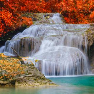 Autumn waterfalls wallpaper