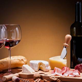 Wine and cheese wallpaper