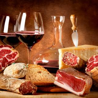 Wine and cheese wallpaper