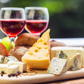 Wine and cheese wallpaper