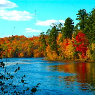 Autumn landscape river wallpaper