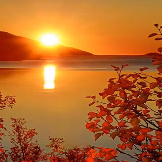 Autumn lake sunset wallpaper