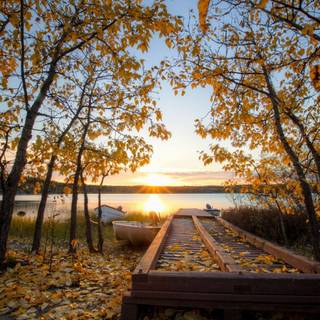 Autumn boats wallpaper