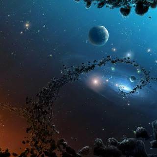 Black hole and planet wallpaper