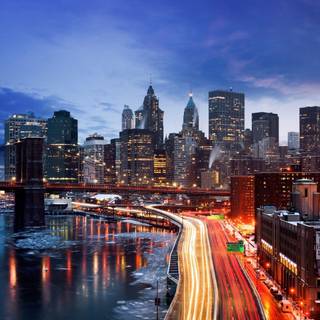 Manhattan New York City night wallpaper
