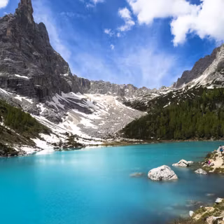 Lake Sorapis Dolomites Mountains wallpaper