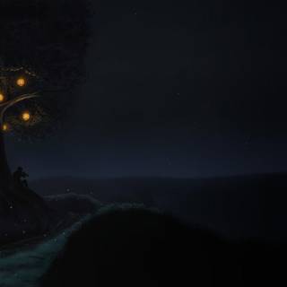 Lone tree silhouette wallpaper