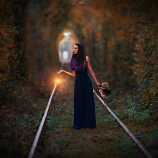 Girl autumn woods wallpaper