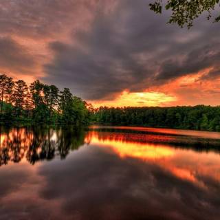 Golden sunset reflection wallpaper