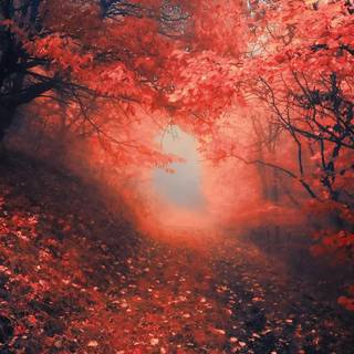 Forest red leaves wallpaper