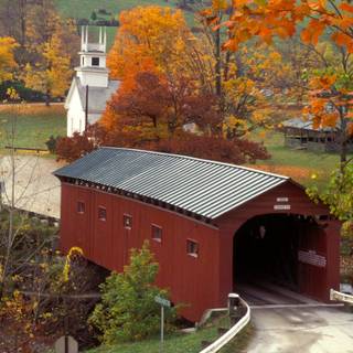 Autumn bridge wallpaper