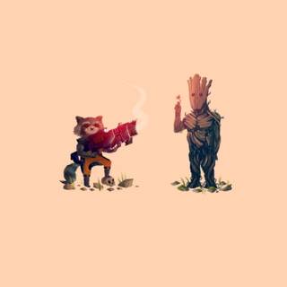 Groot and Rocket wallpaper
