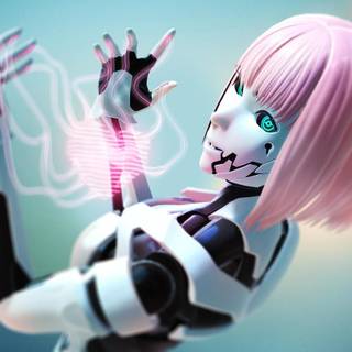 Robot and girl wallpaper