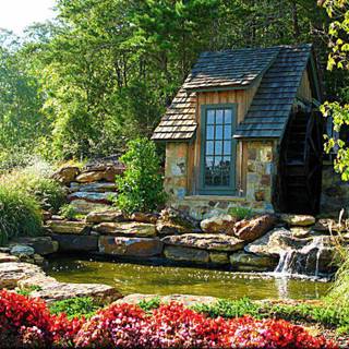 Secret garden cottage wallpaper